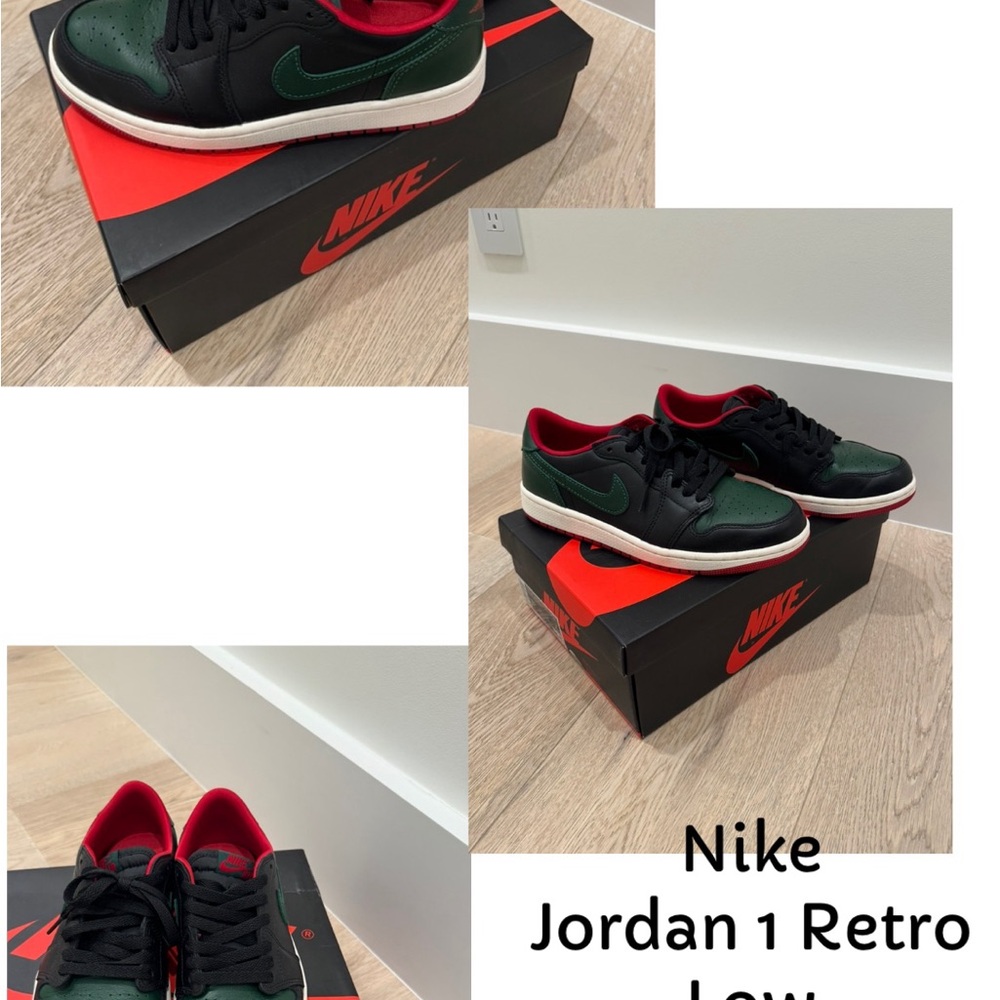 Women’s sz 7.5 Nike Jordan 1 Retro Low -  green Black and Red